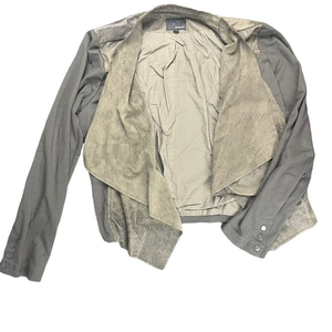 Edyson Maisha Ponte Faux Leather Moto Jacket Womens Sz XXL Long Sleeve Open Gray